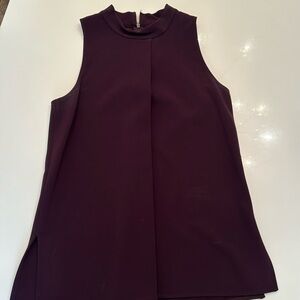 Theory burgundy sleeveless silk top.  Mock neck detail.